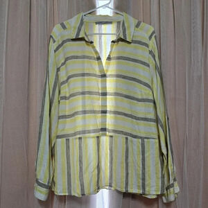 Marc New York 100% Linen Striped Ruffle Hem Striped Tunic, Size 1X, EUC!